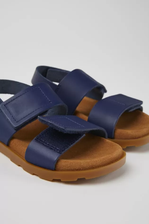 Camper Navy Blue Leather Sandals For Kids*Kids Sandals