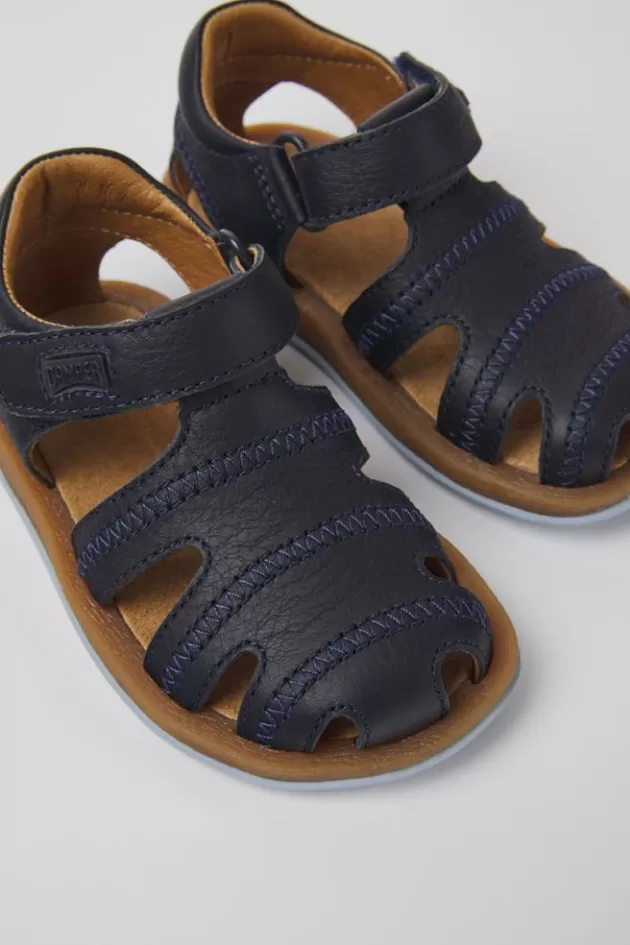 Camper Navy Blue Leather Sandals For Kids*Kids Sandals