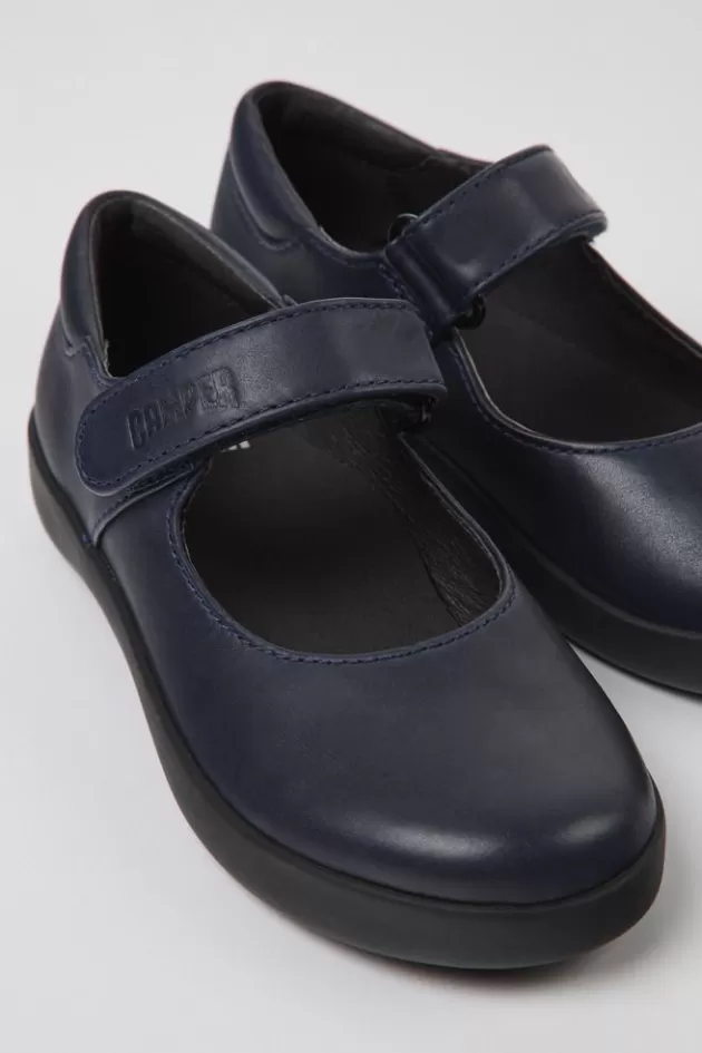 Camper Navy Blue Leather Shoes For Kids*Kids Ballerinas