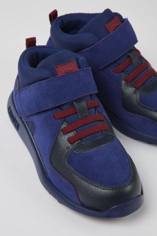 Camper Navy Blue Nubuck And Textile Ankle Boots*Kids Sneakers