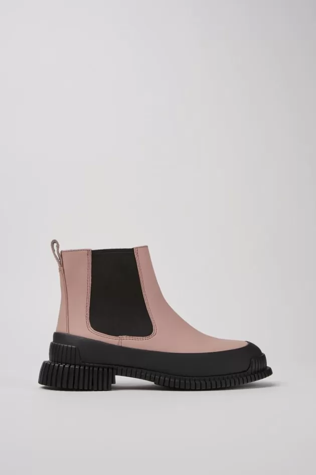 Camper Pink And Black Leather Chelsea Boots For Women*Women Flat Shoes