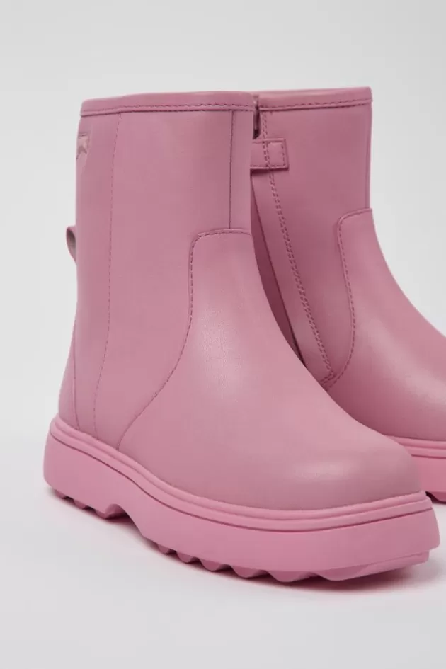 Camper Pink Leather Ankle Boots For Kids*Kids Boots