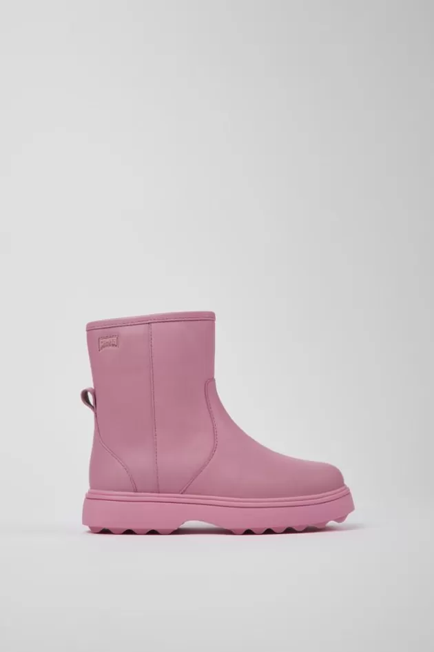 Camper Pink Leather Ankle Boots For Kids*Kids Boots