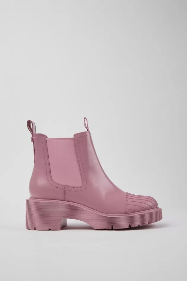 Camper Pink Leather Chelsea Boots For Women*Women Heels