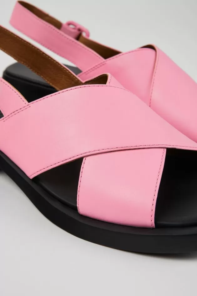 Camper Pink Leather Cross-Strap Sandal For Women*Women Sandals