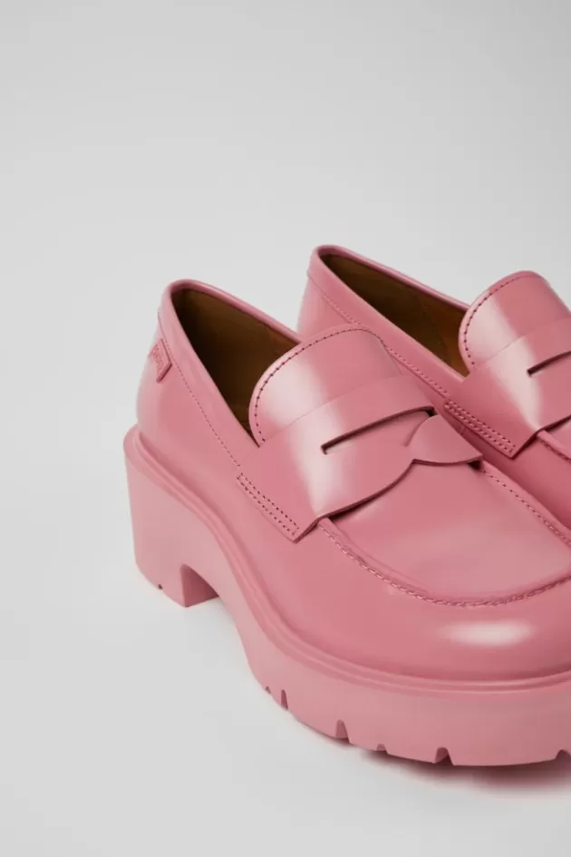 Camper Pink Leather Loafers For Women*Women Formal Shoes