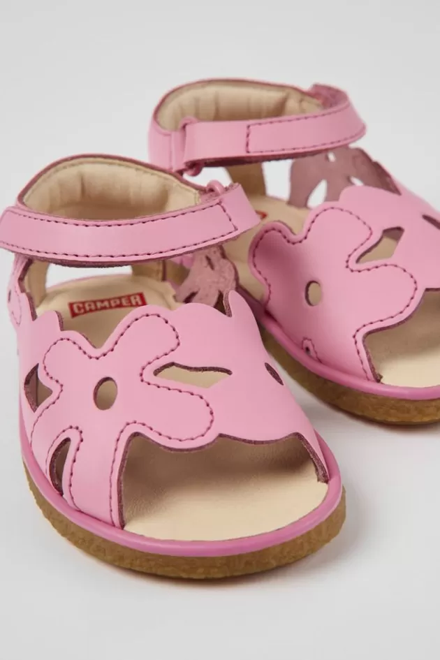 Camper Pink Leather Sandals For Kids*Kids Sandals