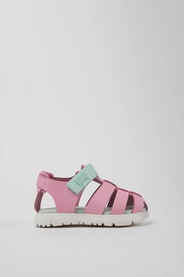 Camper Pink Leather/Textile Sandal*Kids Sandals