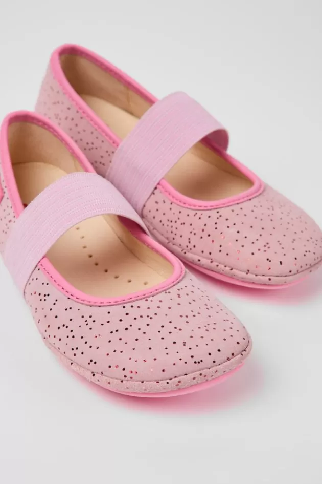 Camper Pink Nubuck Ballerinas For Kids*Kids Ballerinas