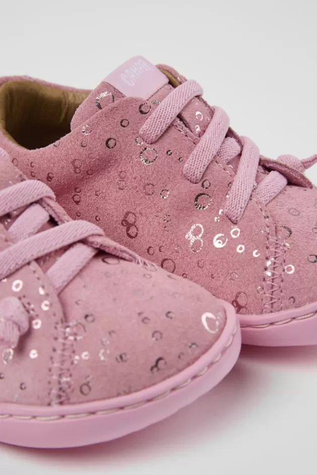 Camper Pink Nubuck Basket*Kids Sneakers