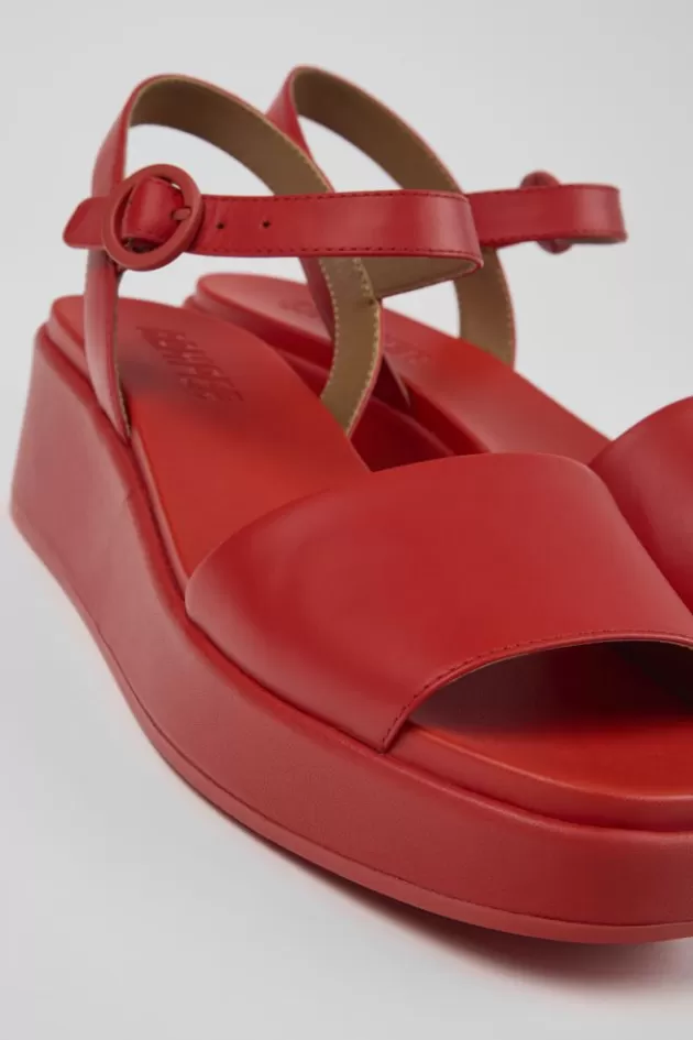 Camper Red Leather 2-Strap Sandal For Women*Women Sandals