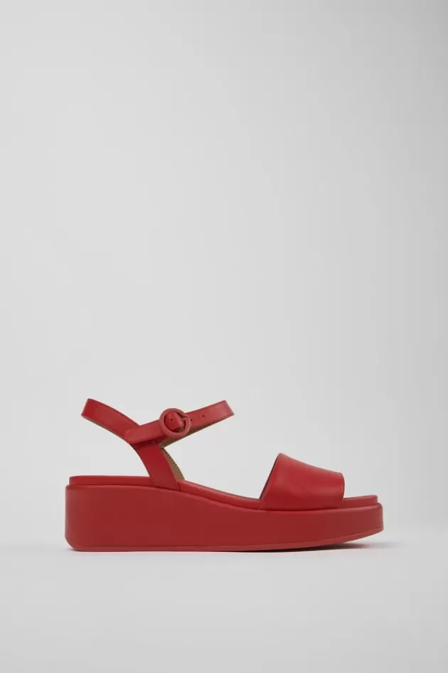 Camper Red Leather 2-Strap Sandal For Women*Women Sandals