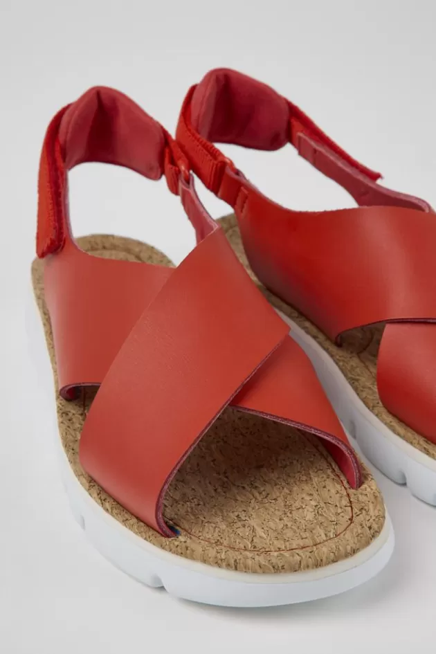 Camper Red Leather And Textile Sandals For Women*Women Sandals