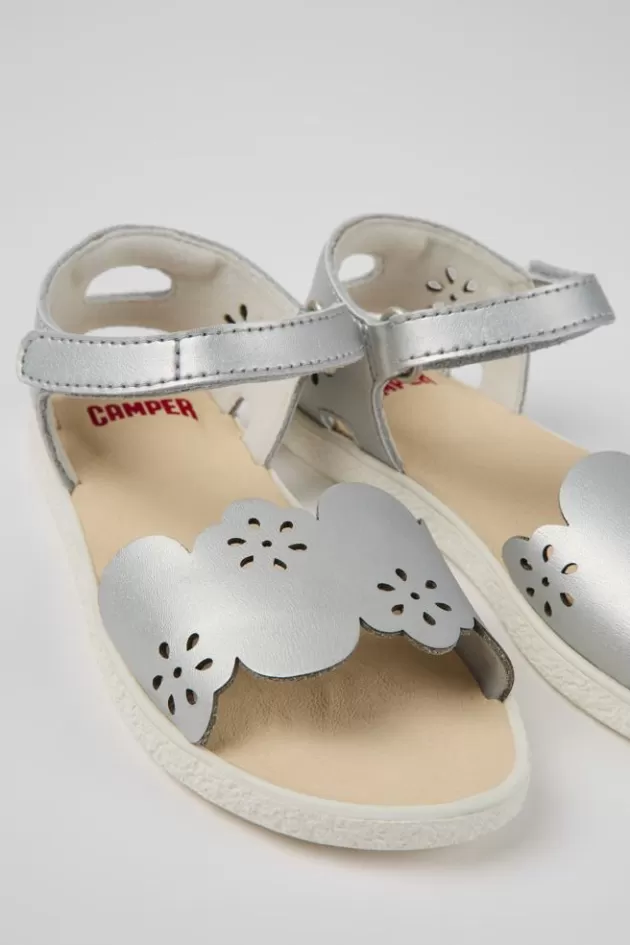 Camper Silver Leather Sandals For Girls*Kids Sandals