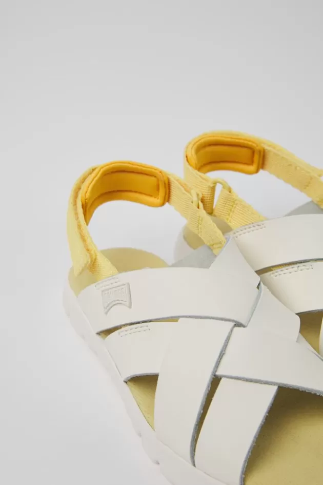 Camper White Leather And Textile Sandals For Kids*Kids Sandals