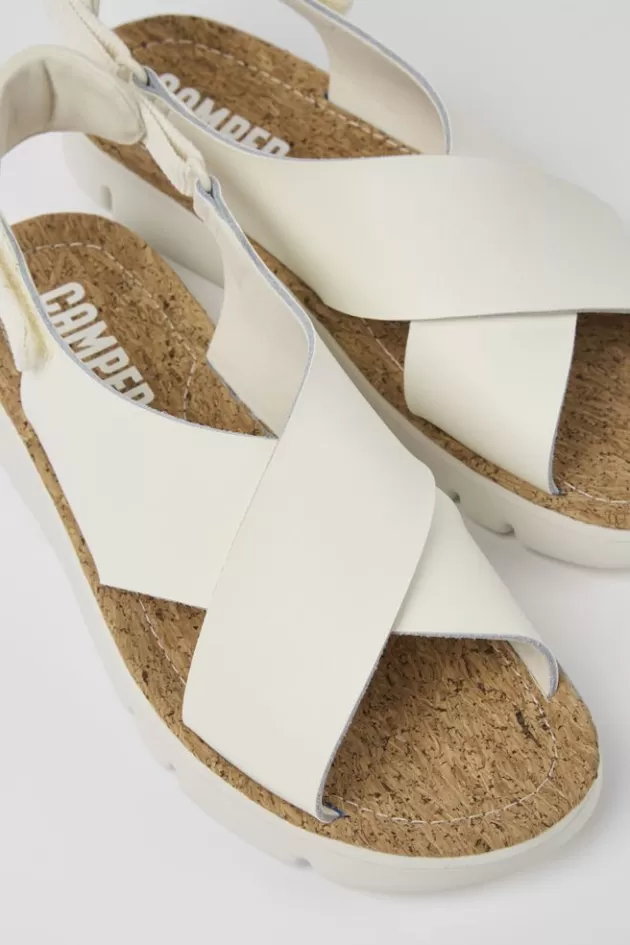 Camper White Leather And Textile Sandals For Women*Women Sandals