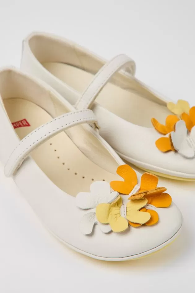 Camper White Leather Ballerinas For Kids*Kids Ballerinas