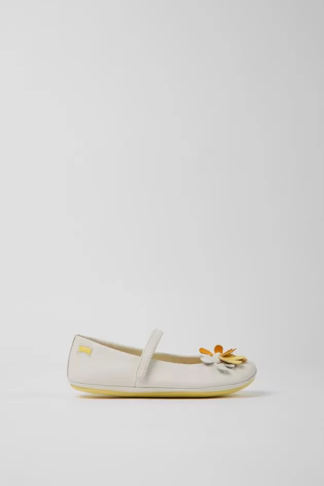 Camper White Leather Ballerinas For Kids*Kids Ballerinas