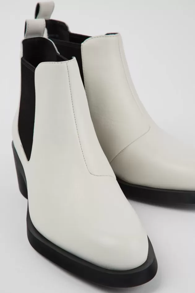 Camper White Leather Chelsea Bootie For Women*Women Ankle Boots