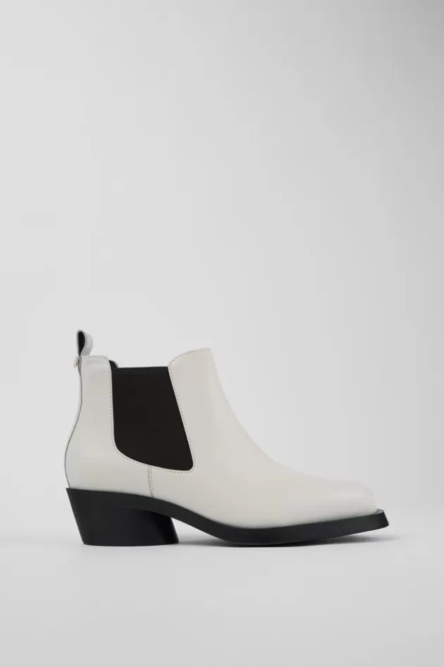 Camper White Leather Chelsea Bootie For Women*Women Ankle Boots