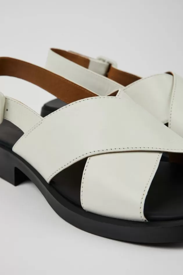 Camper White Leather Cross-Strap Sandal For Women*Women Sandals