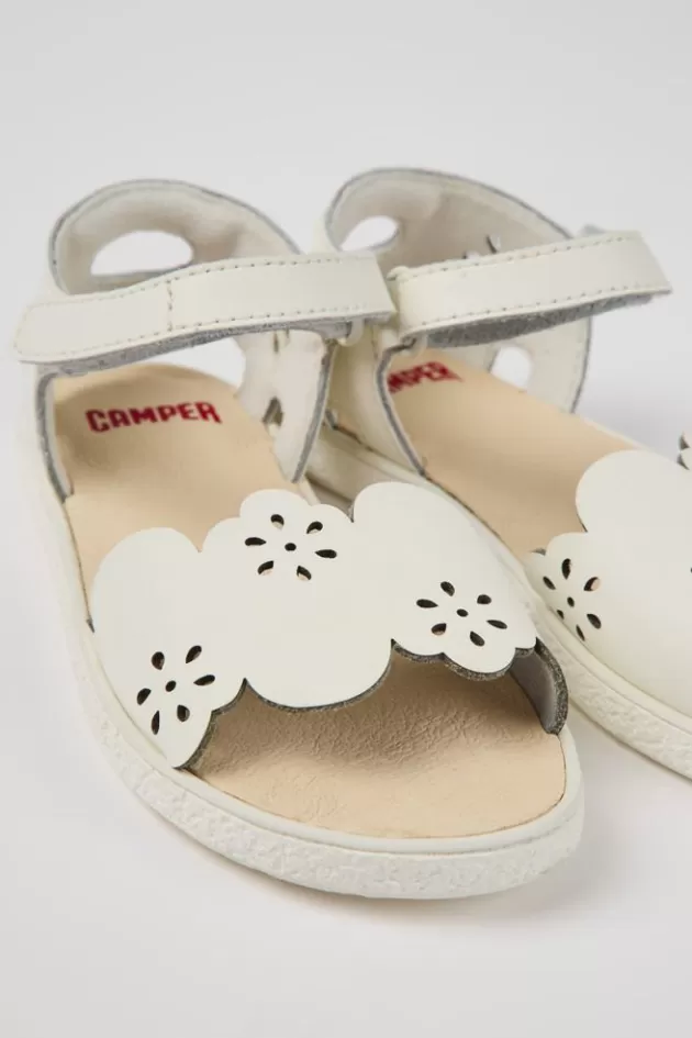 Camper White Leather Sandals For Girls*Kids Sandals