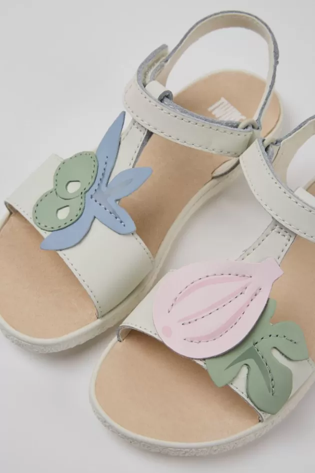 Camper White Leather Sandals For Girls*Kids Sandals