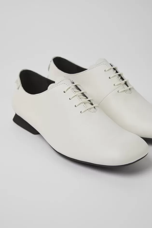 Camper White Leather Shoes For Women*Women Flat Shoes