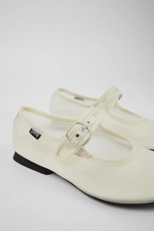 Camper White Textile Mary Jane For Women*Women Ballerinas