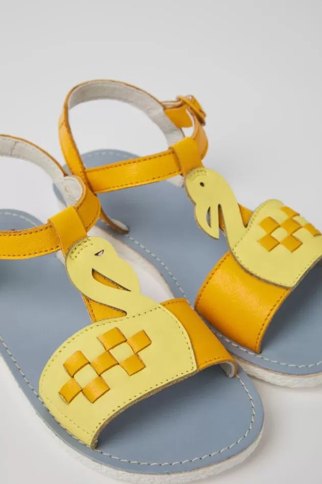 Camper Yellow And Orange Leather Sandals For Kids*Kids Sandals