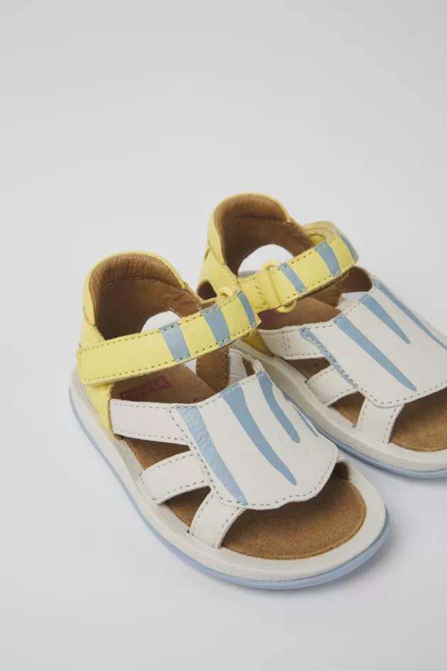 Camper Yellow And White Leather Sandals For Kids*Kids Sandals