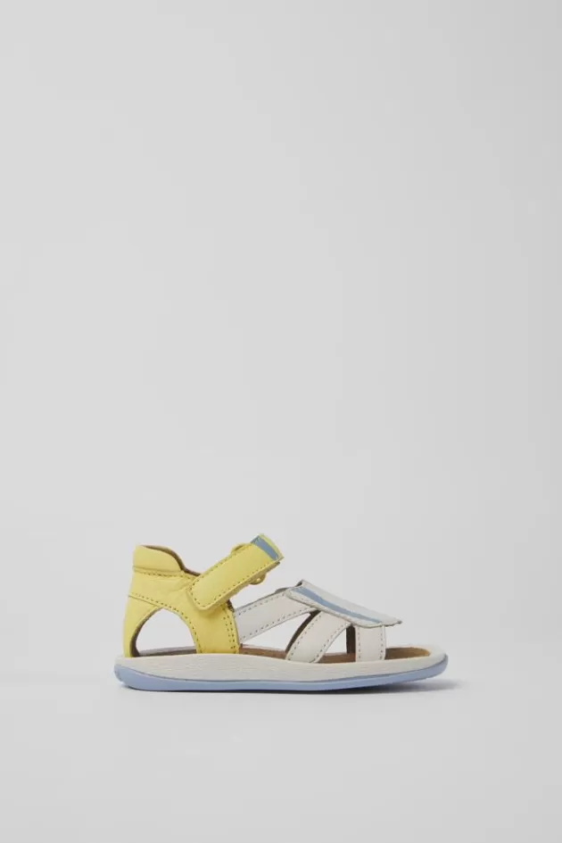 Camper Yellow And White Leather Sandals For Kids*Kids Sandals