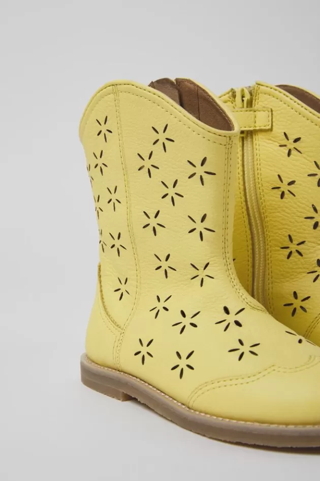 Camper Yellow Leather Boots For Kids*Kids Boots